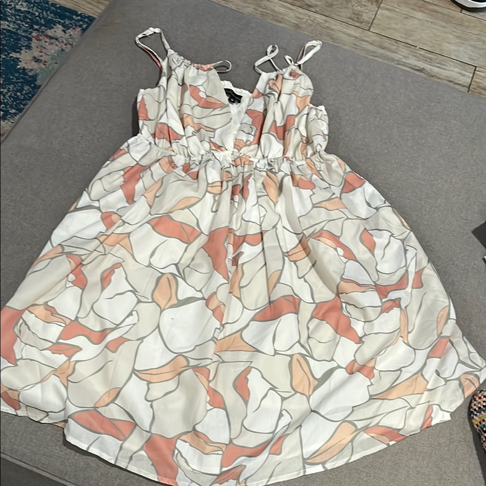 Anthropologie Pink and Cream Mini Dress